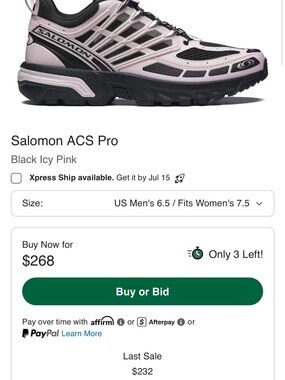 Salomon Trail Sneaker in Icy Pink & Black